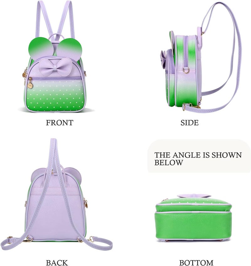 KL928 Girls Mini Backpack Bowknot Polka Dot Cute Small Daypacks Convertible Shoulder Bag Purse for Women - Image 5